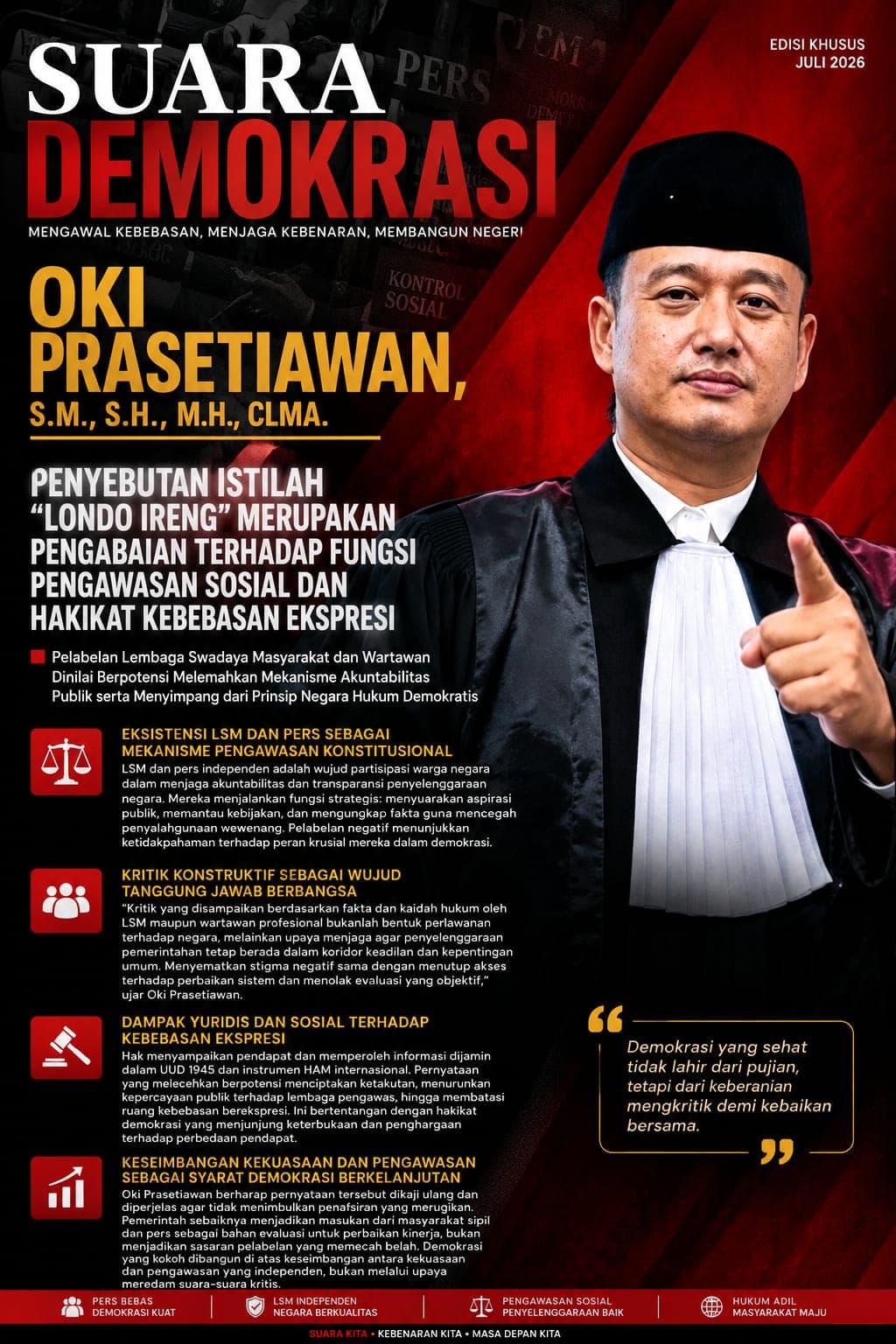 Pakar Hukum Desak Pemerintah Gunakan Akal Cerdas Tangani Akar Masalah Bukan Sekadar Langkah Represif